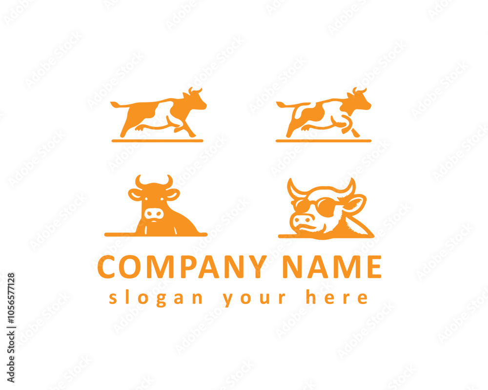 Fototapeta premium Dynamic cow logo with sunglasses, embodying a modern and stylish brand