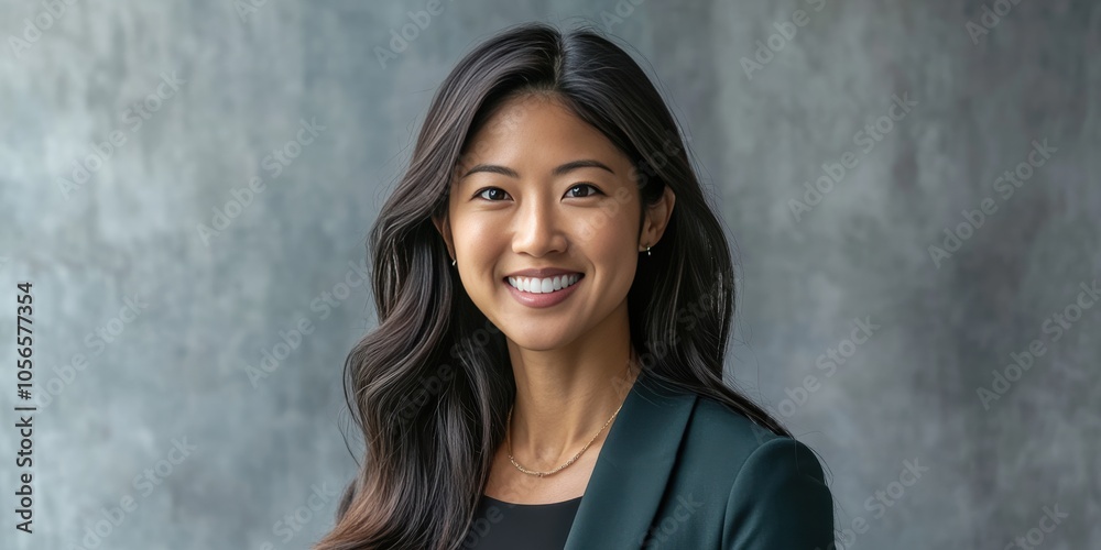 Confident Businesswoman Smiling Against a Textured Background