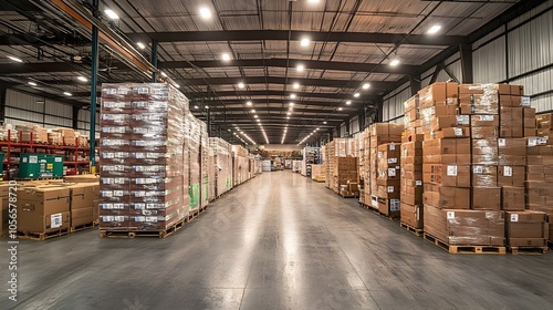 Organized Warehouse Interior Showcasing Efficient Logistics and Supply Chain Management