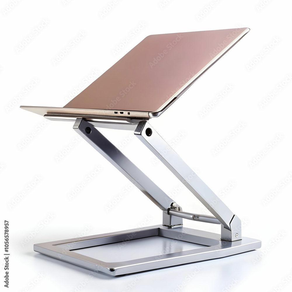 A slim laptop stand with adjustable height, centered A slim laptop stand with adjustable height, centered