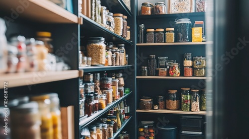 Wallpaper Mural Organized Pantry Shelves with Jars of Spices, Grains, and Preserved Goods Torontodigital.ca