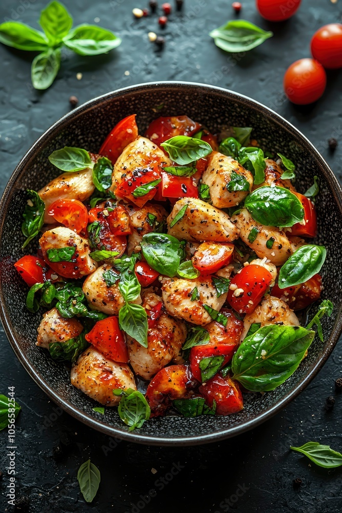 Grilled Chicken Salad with Cherry Tomatoes and Basil Grilled Chicken Salad with Cherry Tomatoes and Basil