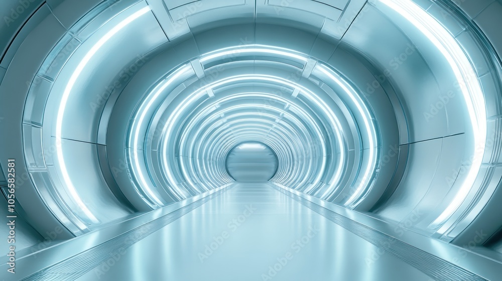 Fototapeta premium Futuristic Tunnel with Glowing Lights