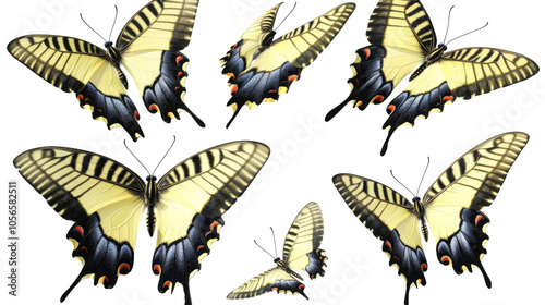 Elegant Flying Tiger Butterflies on Transparent Background Generative AI photo