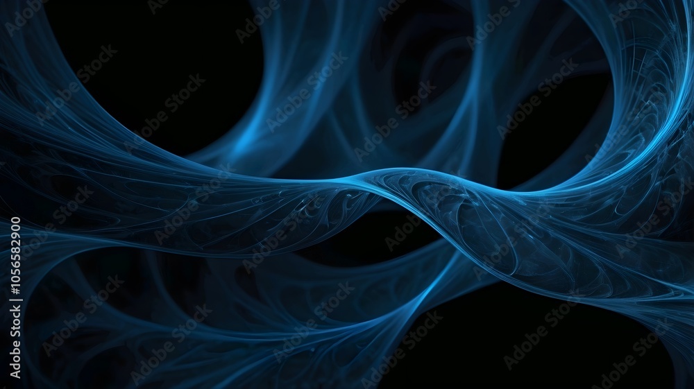 Abstract blue on black background texture. Dynamic curves ands blurs pattern. Detailed fractal graphics. Science and technology concept. Abstract blue on black background texture. Dynamic curves ands blurs pattern. Detailed fractal graphics. Science and technology concept.