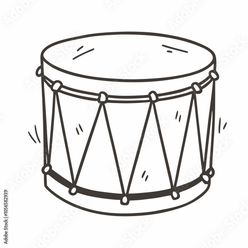 Hand Drawn Simple Drum Sketch in Black and White Vector Illustration photo