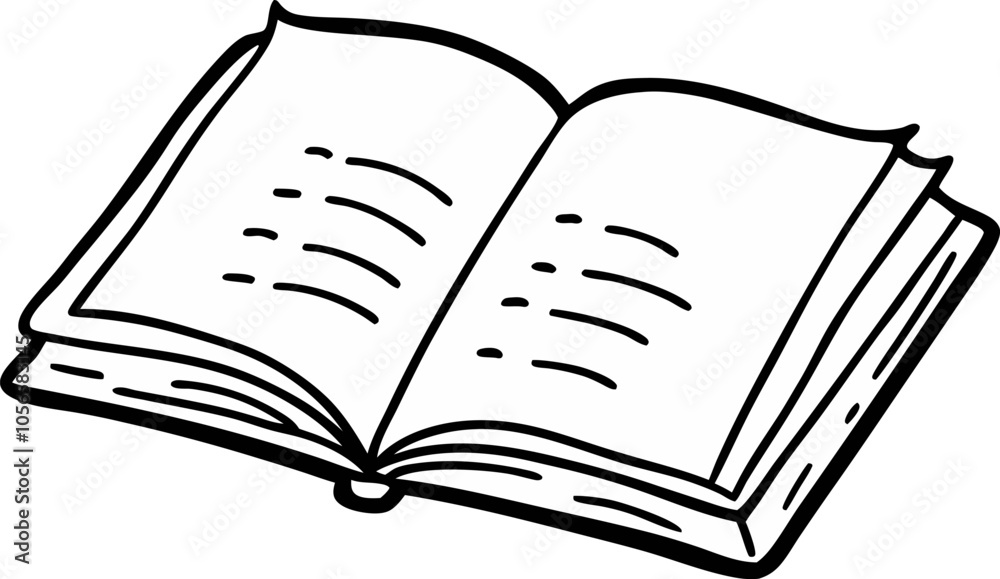 Hand Drawn Open Book Illustration for Educational and Literary Designs Hand Drawn Open Book Illustration for Educational and Literary Designs