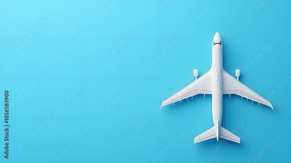 Flat lay design of travel concept with plane on blue background with copy space. Flat lay design of travel concept with plane on blue background with copy space.
