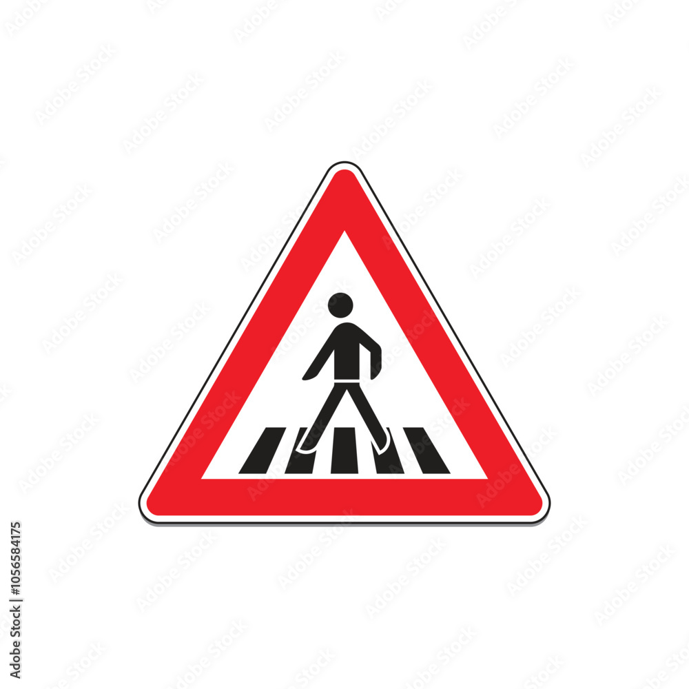 Road Sign Pedestrian Crossing icon. Silhouette style. Vector icon. Road Sign Pedestrian Crossing icon. Silhouette style. Vector icon.