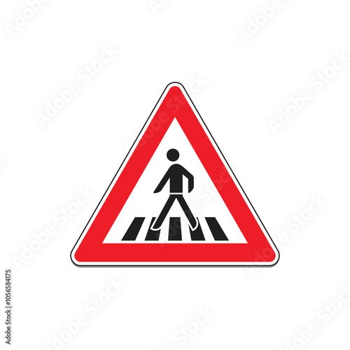 Road Sign Pedestrian Crossing icon. Silhouette style. Vector icon.