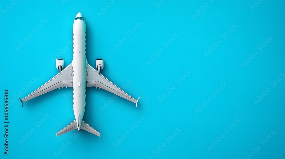 Flat lay design of travel concept with plane on blue background with copy space. Flat lay design of travel concept with plane on blue background with copy space.