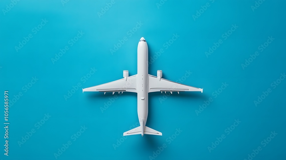 Flat lay design of travel concept with plane on blue background with copy space. Flat lay design of travel concept with plane on blue background with copy space.