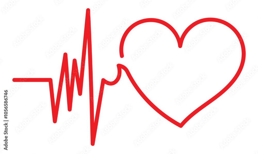 Red heart icon with heartbeat sign. Vector illustration. white background, eps 10 Red heart icon with heartbeat sign. Vector illustration. white background, eps 10