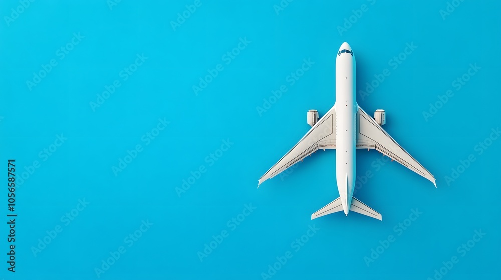 Flat lay design of travel concept with plane on blue background with copy space. Flat lay design of travel concept with plane on blue background with copy space.