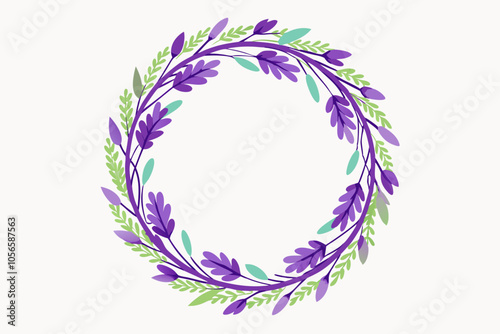 Watercolor ultra violet floral wreath