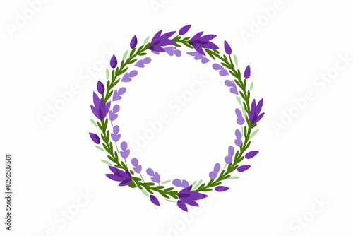 Watercolor ultra violet floral wreath