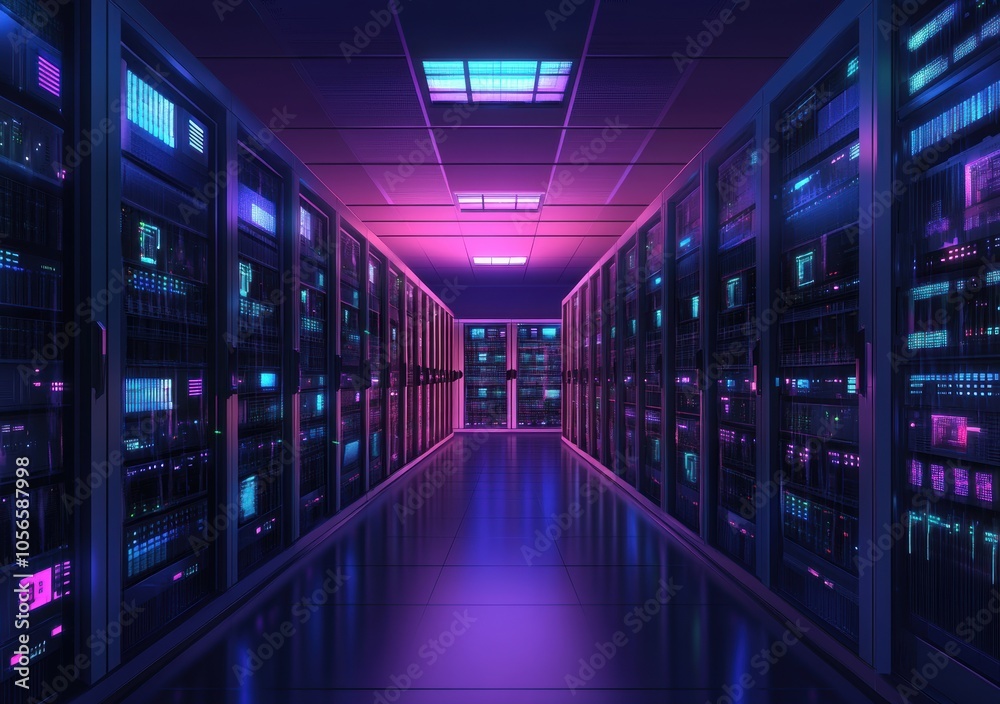 Fototapeta premium Server Room Neon.