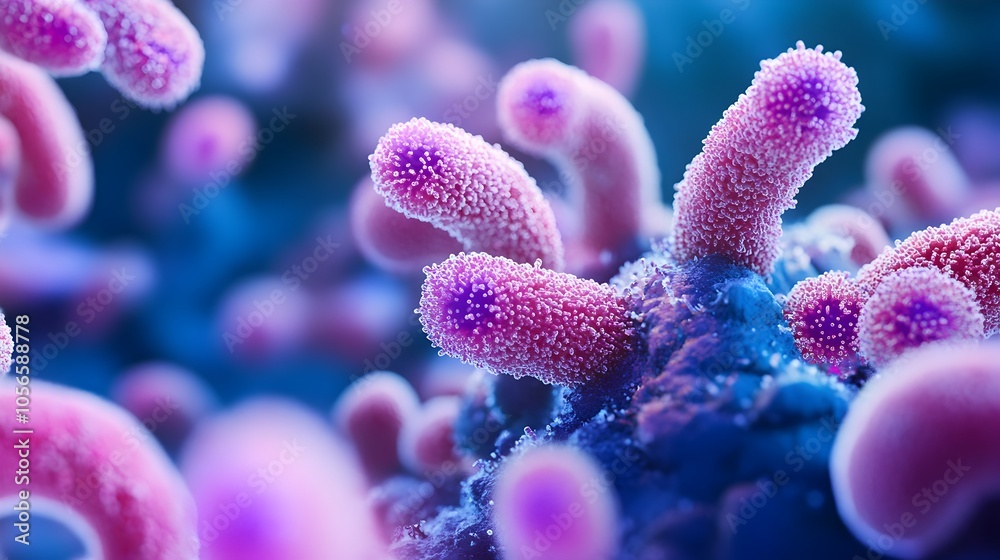 Detailed Microscopic View of Phlegm Sample with Bacterial Clusters,Respiratory Infection Indicators Detailed Microscopic View of Phlegm Sample with Bacterial Clusters,Respiratory Infection Indicators