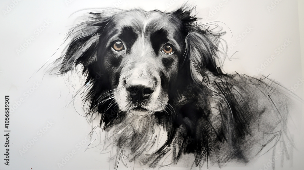 black and white cute dog face pencil sketch drawing in white background. black and white cute dog face pencil sketch drawing in white background.