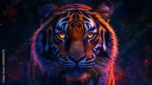 Aggressive tiger in striking intense gaze captured in wallpaper images