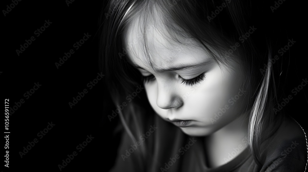Pensive Young Girl in Dim Lighting Reflecting on Emotions Pensive Young Girl in Dim Lighting Reflecting on Emotions