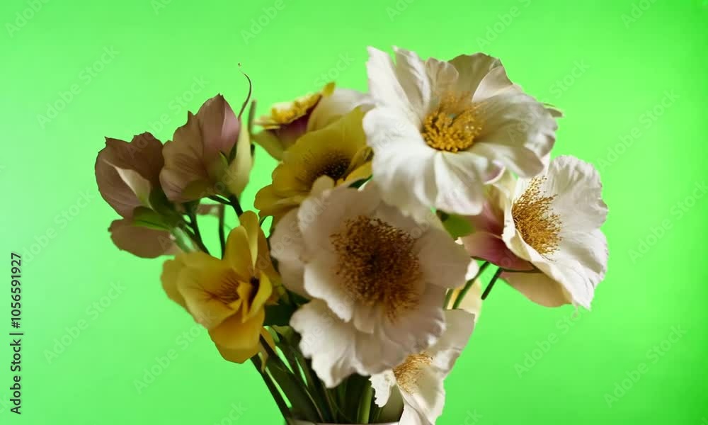 Dried flower bouquet, Beautiful dried flowers on green screen. Generative AI Dried flower bouquet, Beautiful dried flowers on green screen. Generative AI