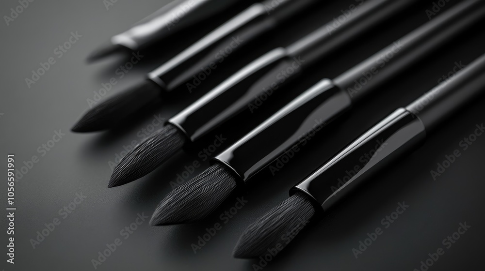 Set of black spray paintbrushes for artistic applications Set of black spray paintbrushes for artistic applications