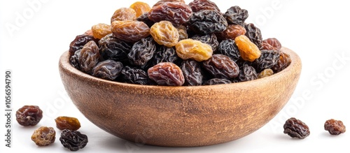 Mixed Raisins In Bowl Isolated On White Background