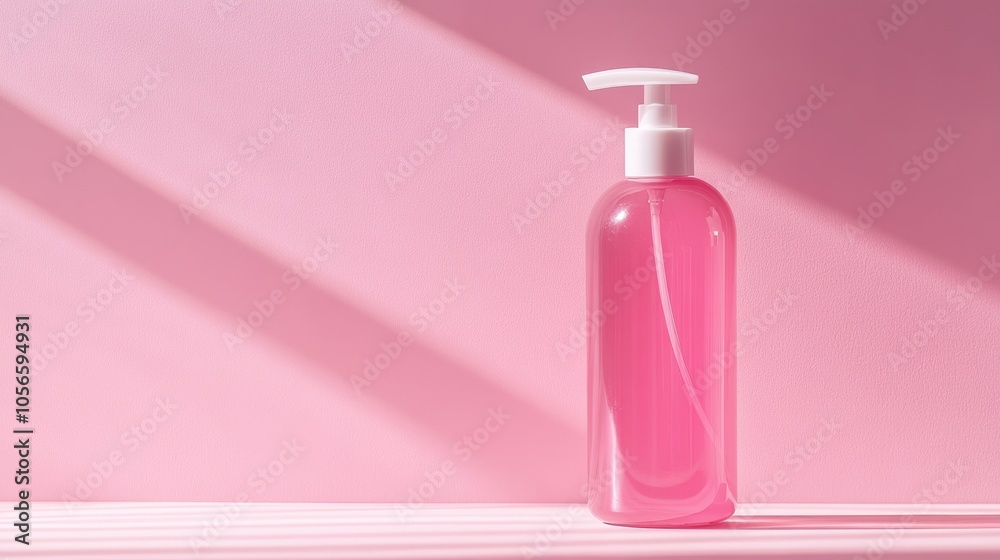 Lotion bottle placed against a pink backdrop Lotion bottle placed against a pink backdrop