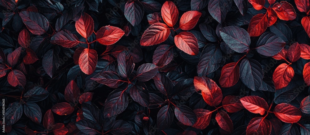 Dark Red Leaves Of A Beautiful Bush