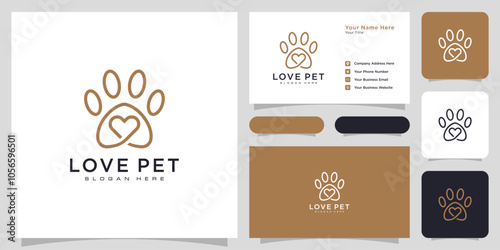 love pet logo vector line style and business card photo