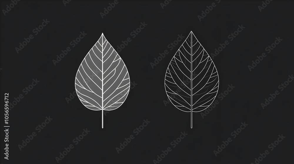 Obraz premium Minimalist Monochrome Leaf Icon for Nature,Botany,and Graphic Design