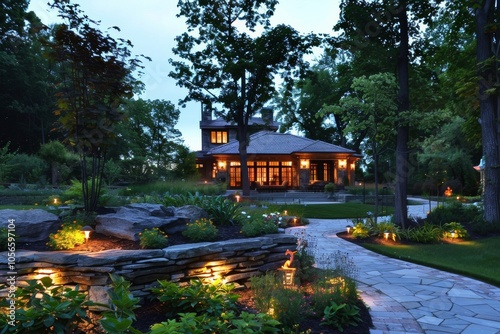 Patriotically themed beauty lighting enhancing the Memorial Day ambiance.