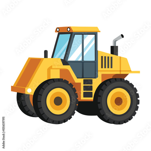 wheel loader on white background