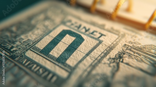 Close-up of a vintage bill showing intricate details and a prominent numeral, capturing the essence of financial history.