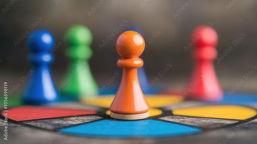 Colorful game pieces on a vibrant board, symbolizing strategy, teamwork, and enjoyment of tabletop games.