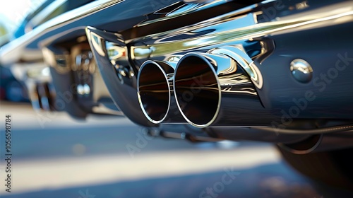 Chrome exhaust tip close up on a muscle car