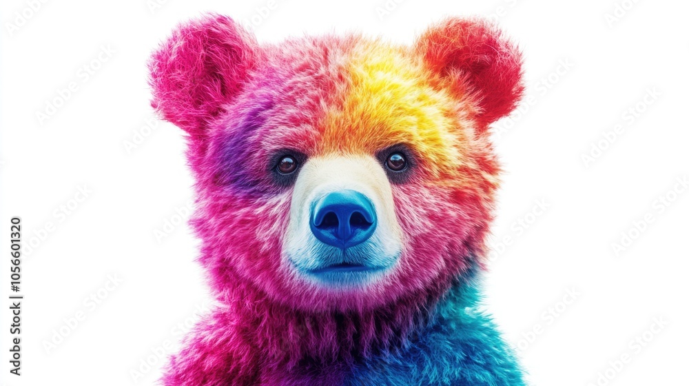 Close-up of a colorful bear's face Close-up of a colorful bear's face