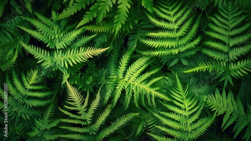 Vibrant background of lush fern leaves showcasing a rich natural texture