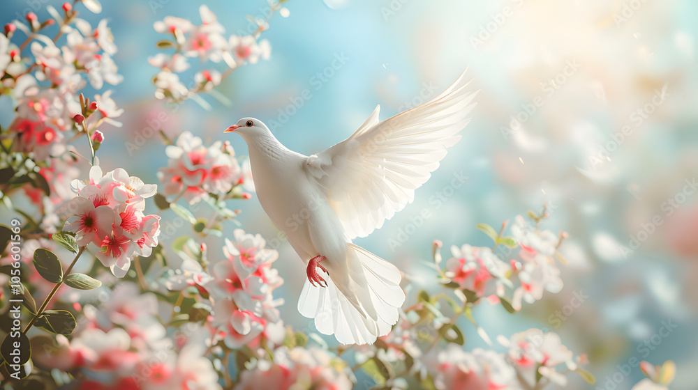 sky funeral background with white dove, copy space for text sky funeral background with white dove, copy space for text