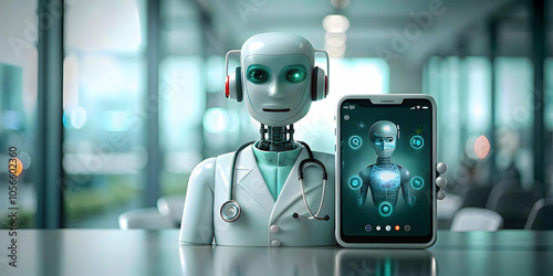 Telemedicine AI Chatbots Concept Soft Abstract Background Automated Patient Communication Digital Healthcare Support Interacting with Patients on Devices Copy Space for Text Branding Photography