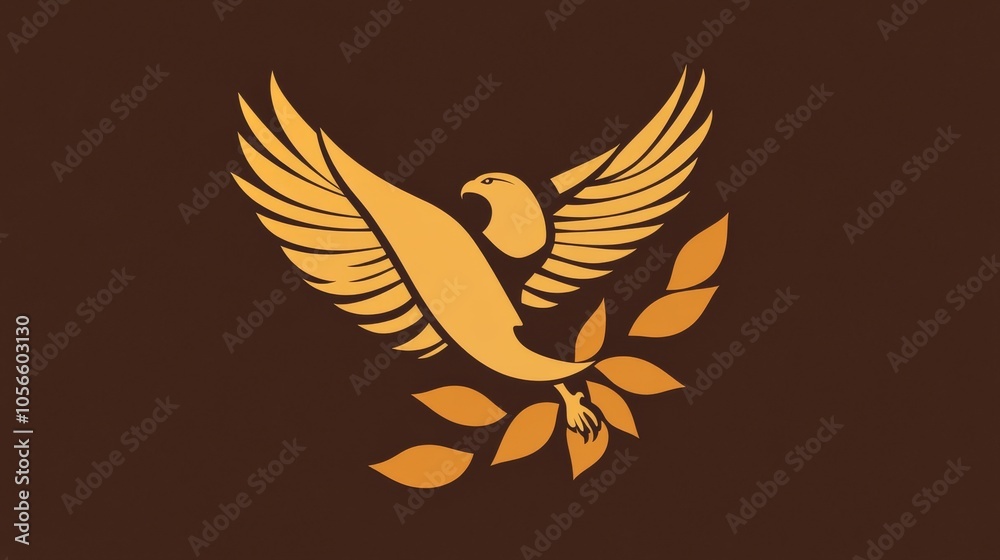 Obraz premium Logo design featuring an eagle, leaf, and bird elements with a creative nature concept.