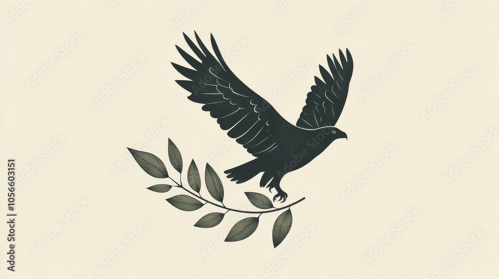 Obraz premium Logo design featuring an eagle, leaf, and bird elements with a creative nature concept.