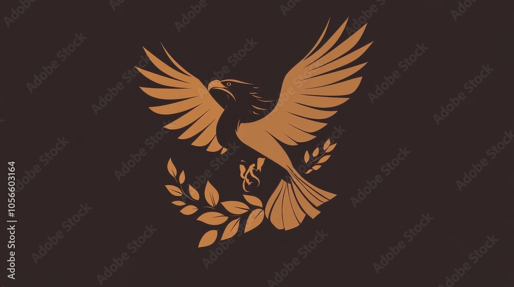 Obraz premium Logo design featuring an eagle, leaf, and bird elements with a creative nature concept.