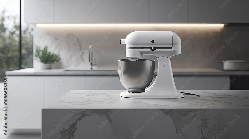 Modern Kitchen Stand Mixer on Marble Countertop Modern Kitchen Stand Mixer on Marble Countertop