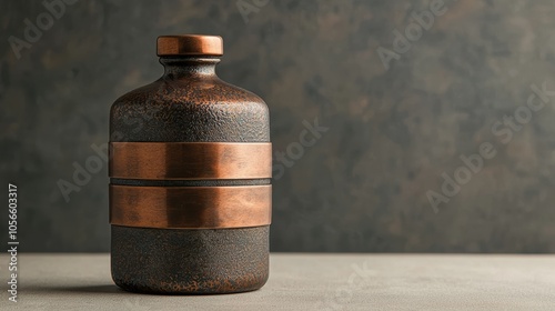 Wallpaper Mural Elegant copper banded bottle with textured surface, perfect for styling or rustic decor. Torontodigital.ca