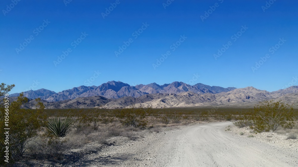 Serene Desert Landscape with Mountain Backdrop Serene Desert Landscape with Mountain Backdrop