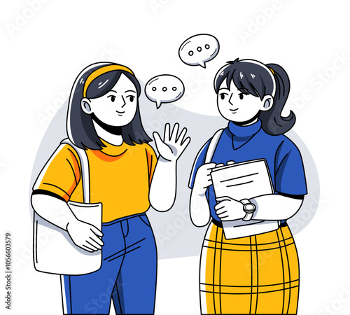 Young people communicating and talking concept illustration