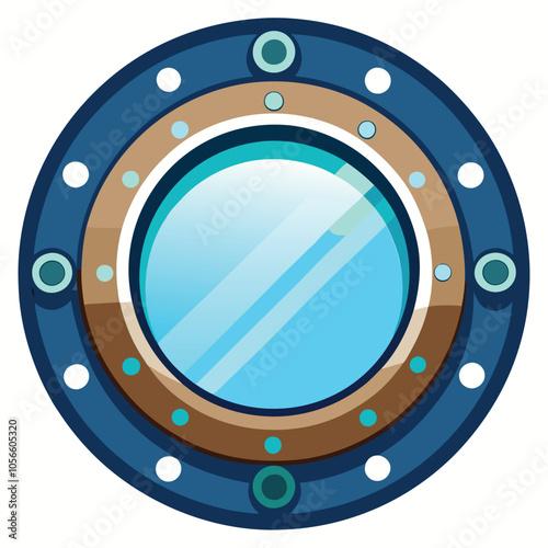 Boat ship porthole isolated on white background.