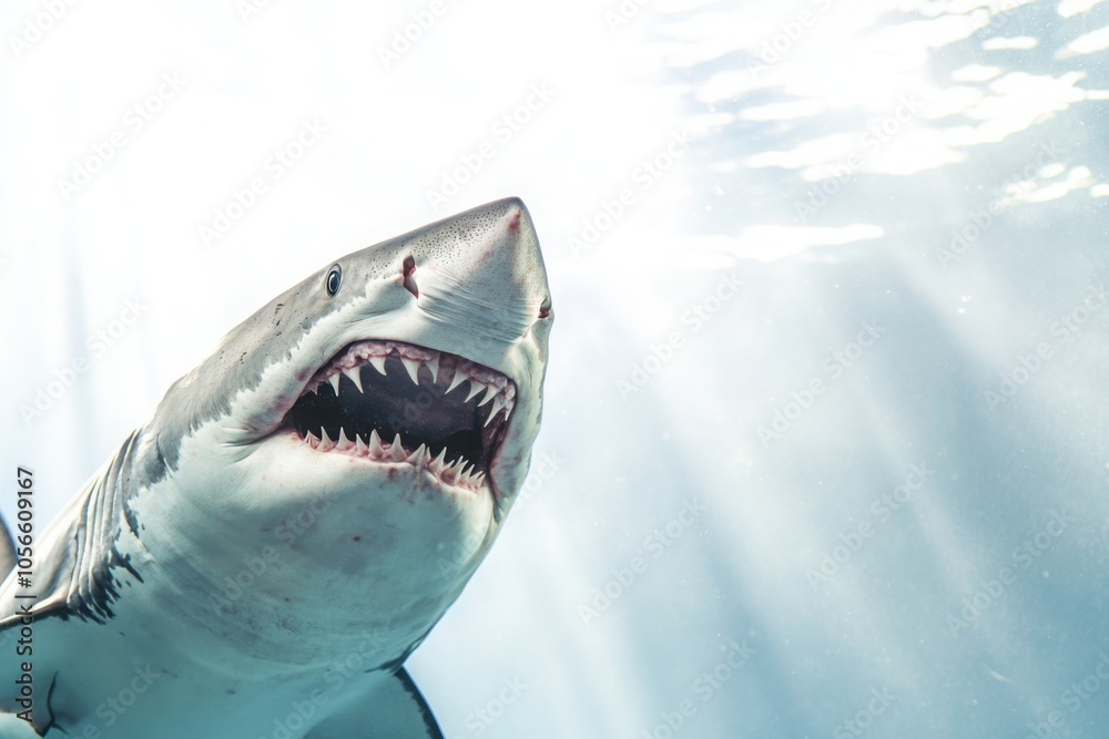 Obraz premium Close-Up of a Shark in Clear Ocean Water